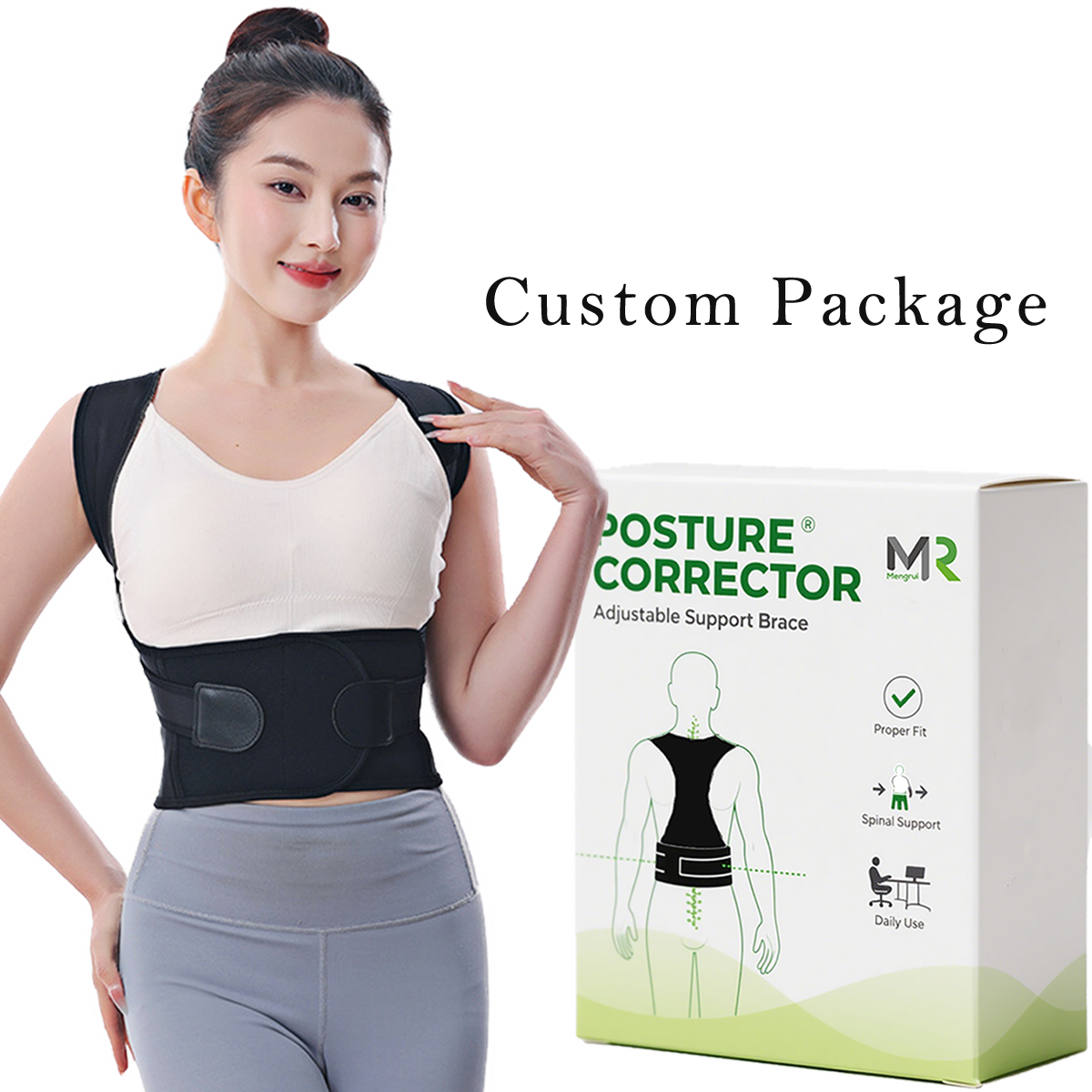 L0028 OEM/ODM Farbverpackung Verstellbarer schlanker voller Schultertragbarer Lendenwirbelstützgürtel Unisex Haltungskorrektor für Rückenschmerzen