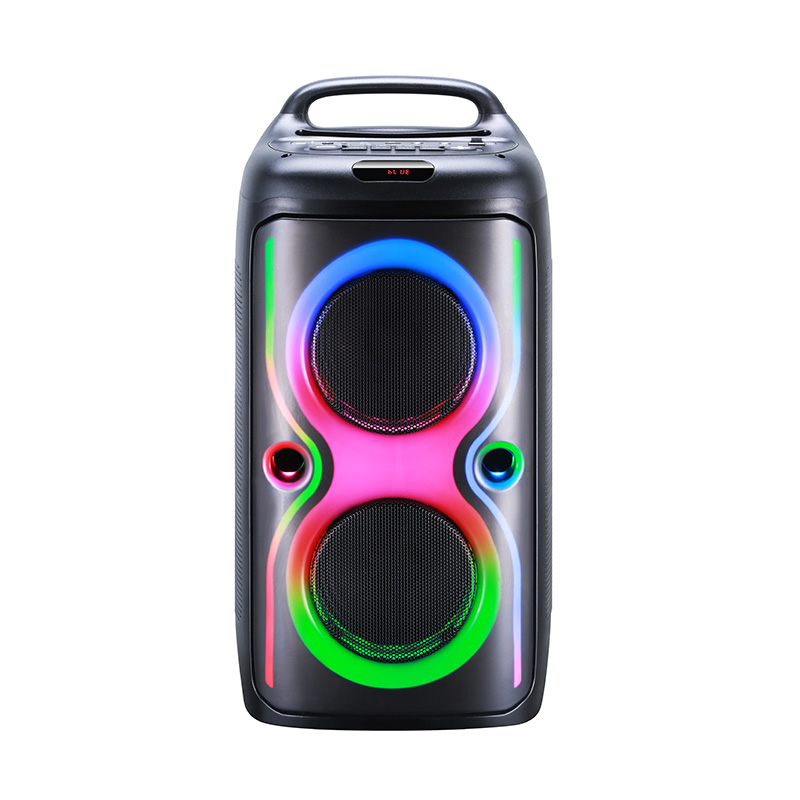 HS-TD0608D Popular Dual 6.5 Inch 40W Home Disco Music System Sound Speaker Back Pack Style Portable BT Speaker with Wireless Mic
