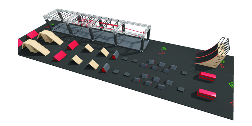 Ninja warrior training steel truss system Ground-based course