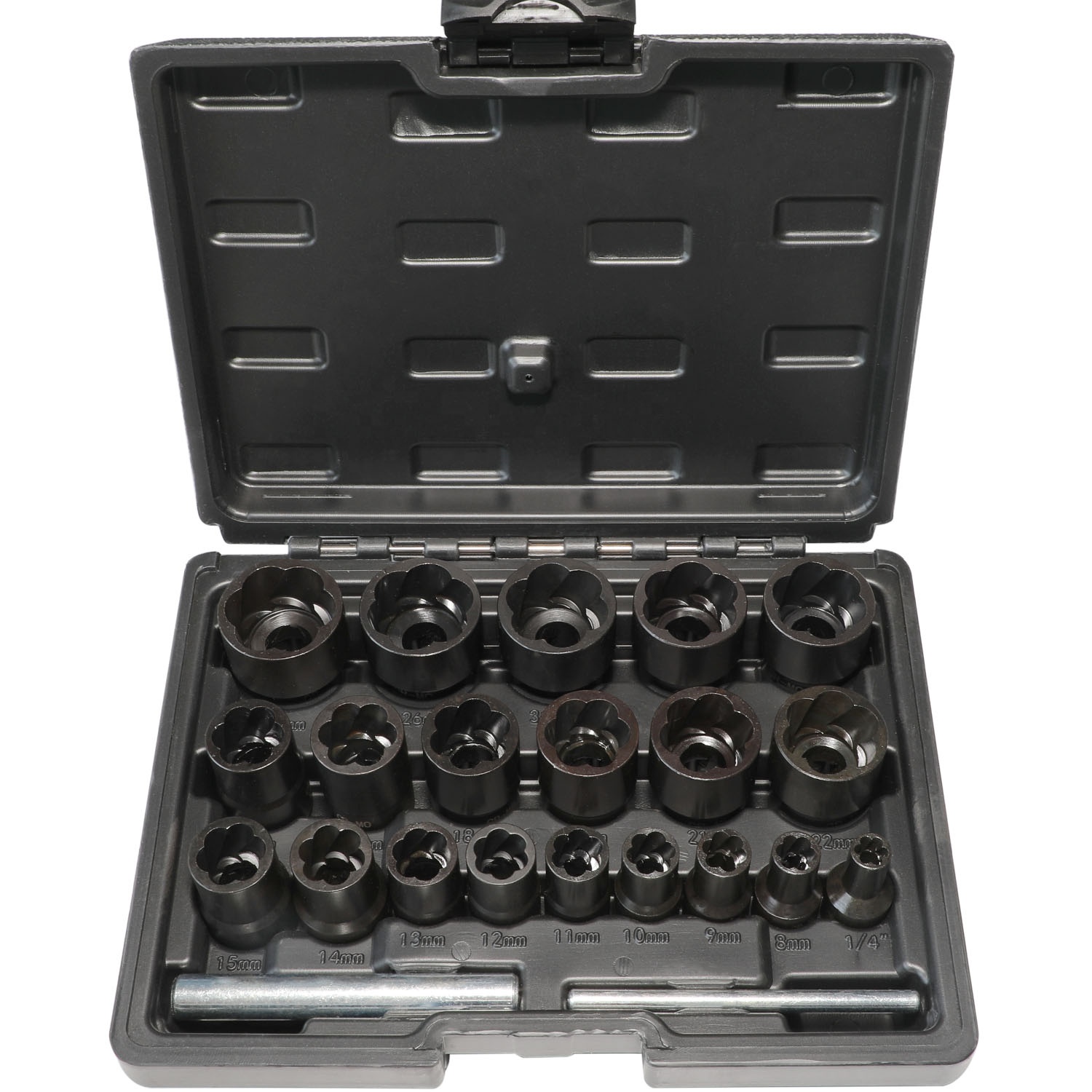 22 Piece Twist Broken Damaged Bolt and Nut Extractor Set 12 and 38 Drive Impact Lug Nut Remover Socket Tool