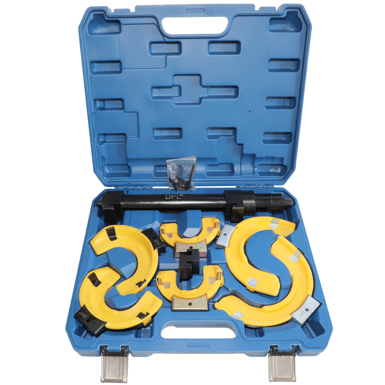 Macpherson Strut Spring Compressor Kit ກັບເຄື່ອງມືແຍກແຫວນ Interchangeable Fork Strut Coil Clamp Spring Compressor Coil Extractor Tool Set