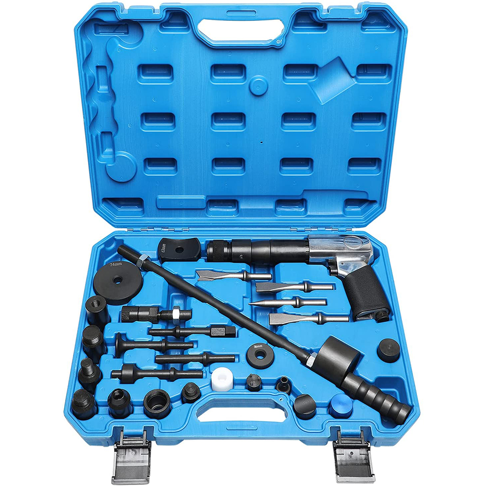 ເຄື່ອງມືກຸ່ມhammer ອາກາດ Flat Chisel ກັບ Indent Chisel Taper Punch Tail Pipe Cutter Tool Diesel Injector Extractor Adapters Set