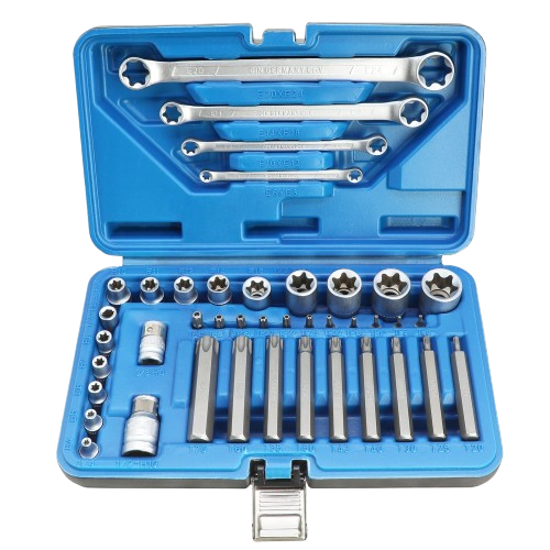 44Pcs ເຄື່ອງມືປະຕິບັດ ສັນຍະລັກ Star Screw Torx Metric Hex Socket Bit Set