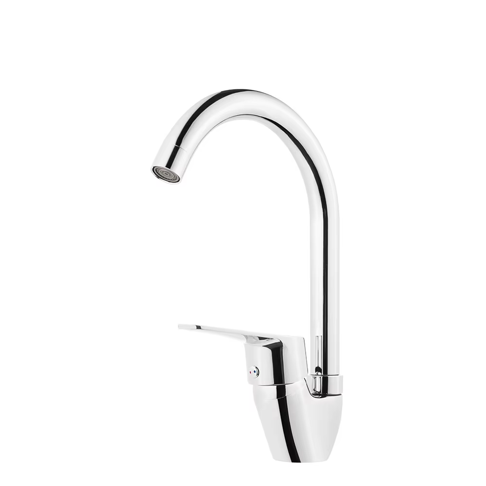 Ychwanegyn Uwch Ar Gyfer Un Handle Hole deck wedi ei gosod ar y pentre Chrome polished Kitchen Taps sgôb dŵr