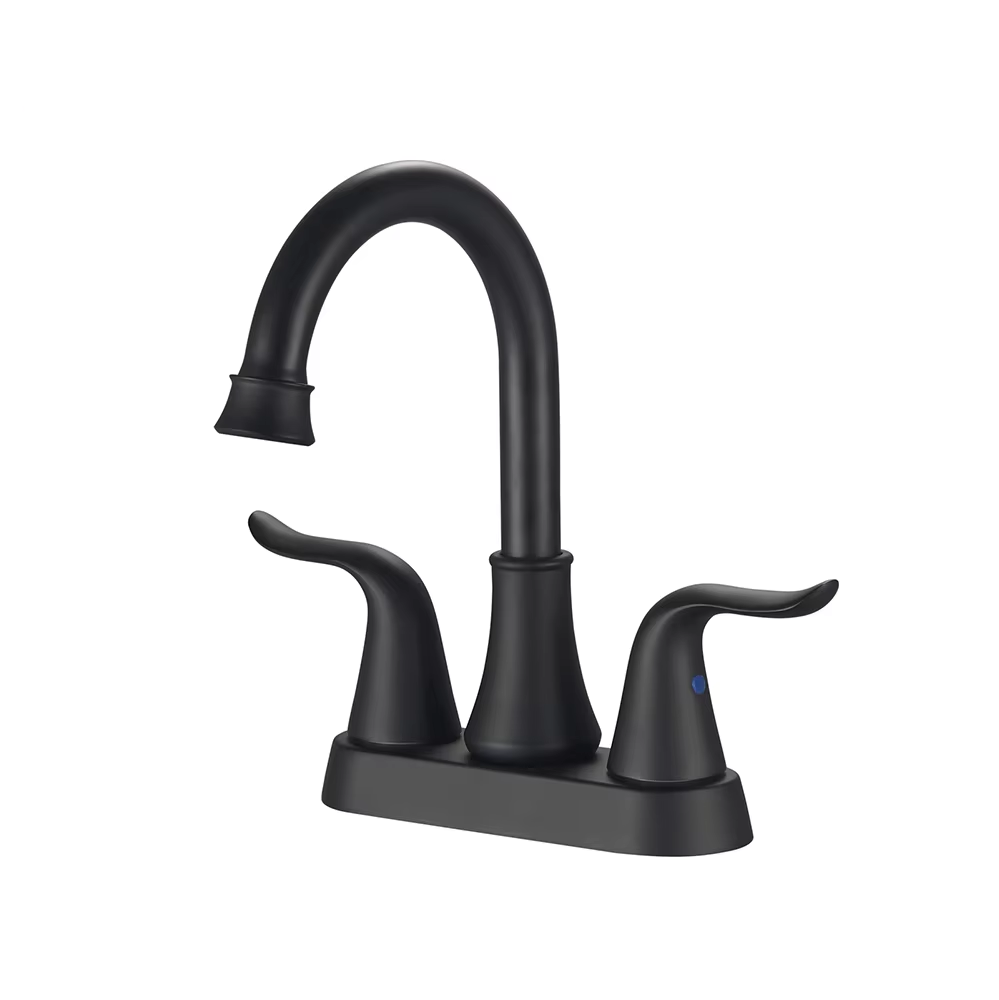 מתקן דק בצורת שועל באורך 4 אינץ' לכיור שולחן אמבטיה עם מזרק Matte Black