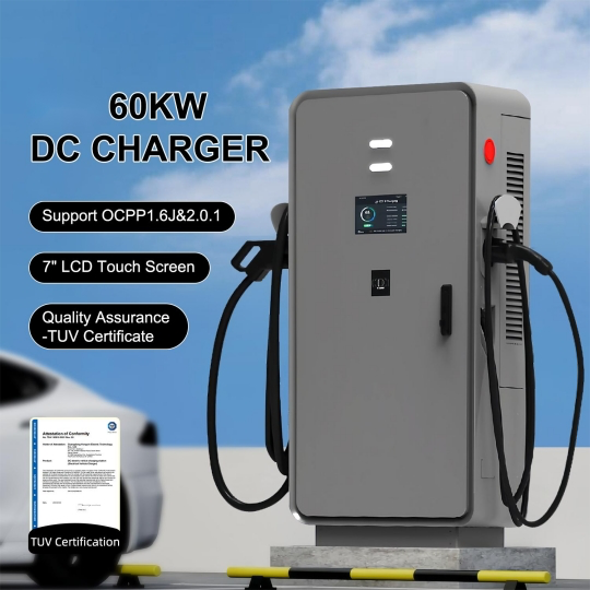 máy sạc xe điện tốc độ cao 60kW Ba tiêu chuẩn (CHAdeMO/CCS/GB/T) với cổng kép – Tuân thủ CE