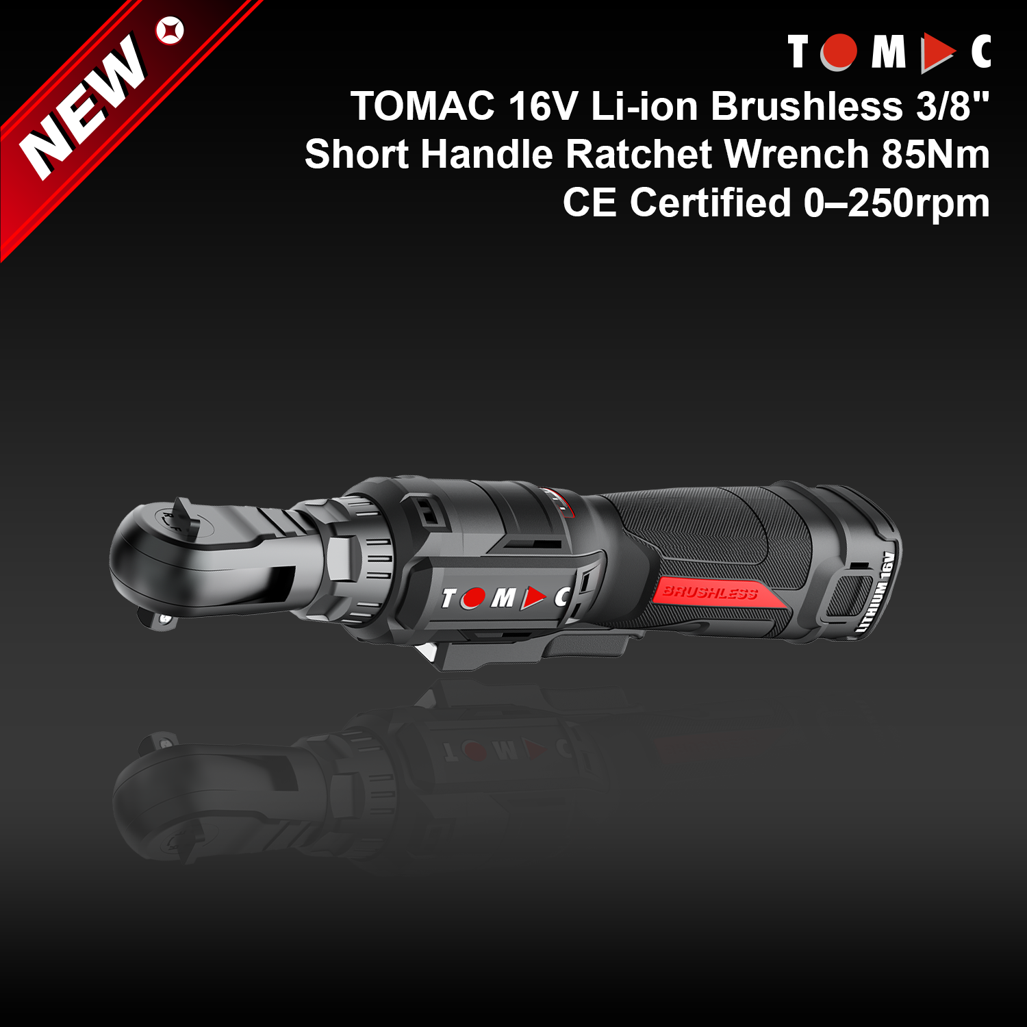 TC119285B-2 TOMAC 16V לי-יון חסר פرشות מברג רצ'ט 3/8
