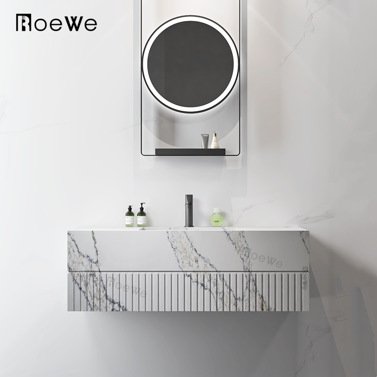 Kina fabrikk marmormønster slitesterkt kunstig stein harpiksbasert veggmontert vaskemål