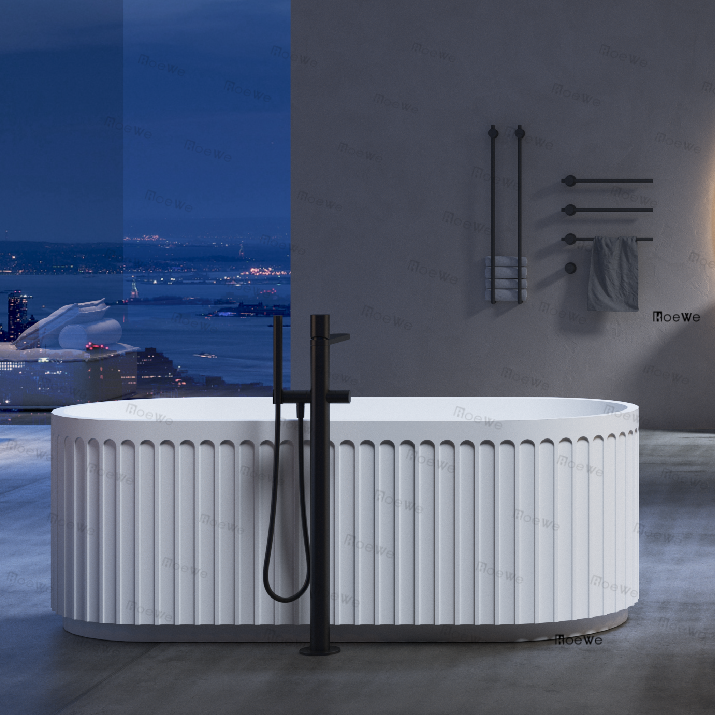 trendy corrugated bathtub cast stone solid surface tub 170cm size