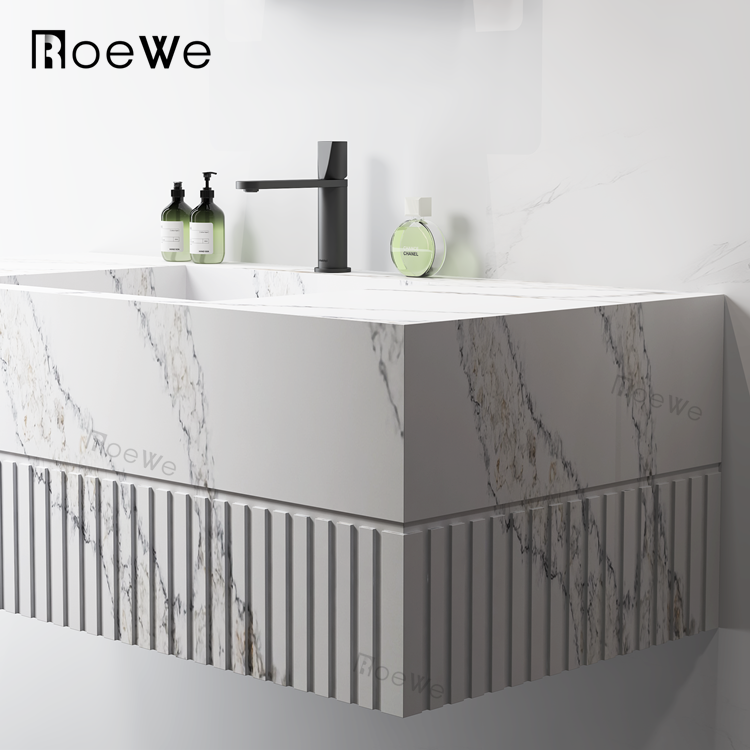 Kina fabrikk marmormønster slitesterkt kunstig stein harpiksbasert veggmontert vaskemål