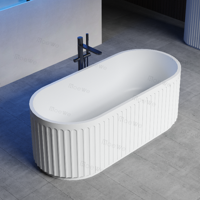 trendy corrugated bathtub cast stone solid surface tub 170cm size