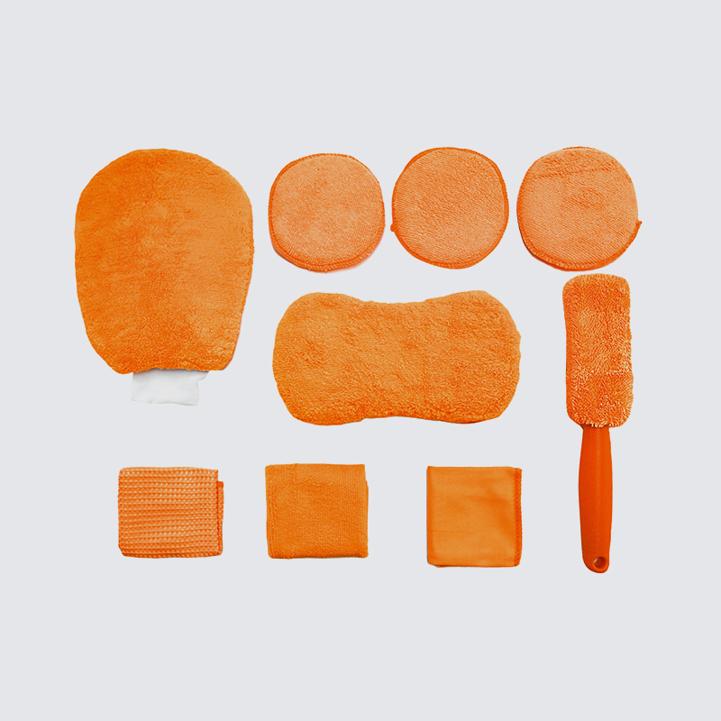 9-पीस हाउसहोल्ड माइक्रोफाइबर कार धोने विवरण क्लीनिंग कloth सेट