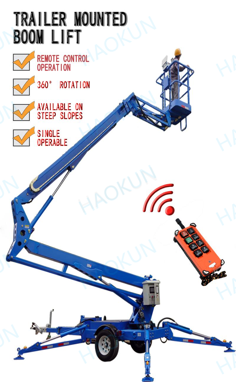 18m Tow Behind Trailer Mounted Boom Lift Telescopic Spider Man Lift for Construction and Maintenance supplier