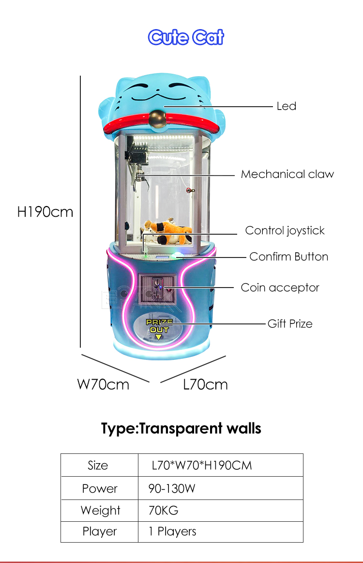 Coin Operated Arcade Toy Vending Machine Toy Grabber Machine Crane Claw Machine supplier