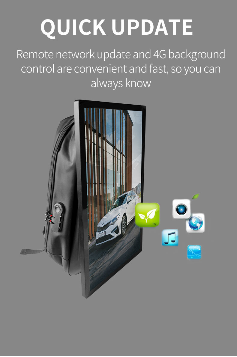 27inch LCD walking portable backpack for advertising TV Display Screens for Outdoor Digital Signage and Displays factory