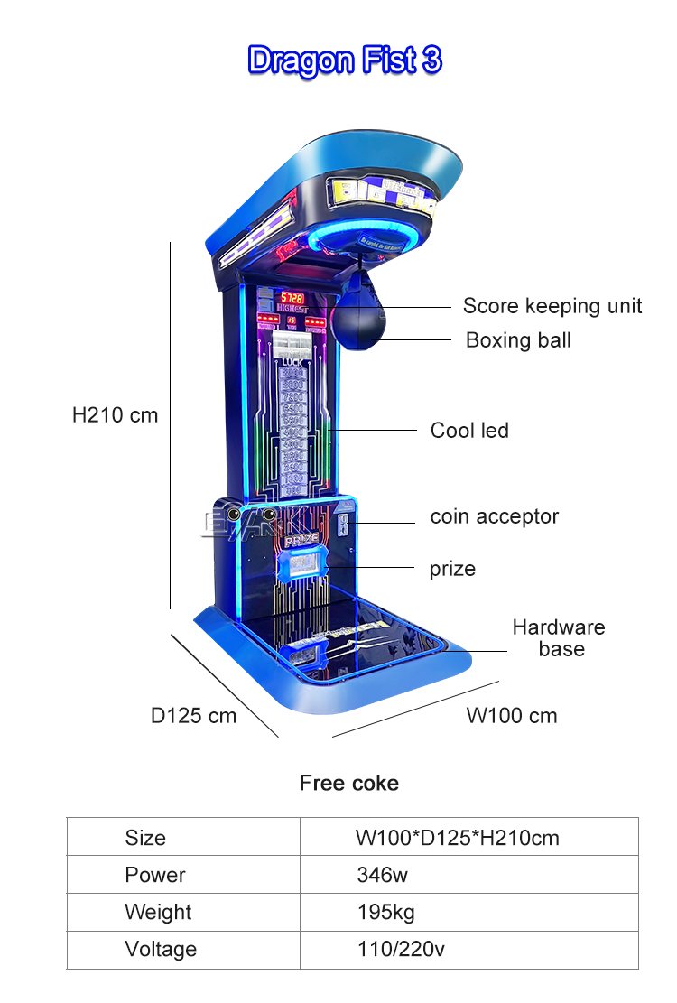 Wholesale Dragon Fist 3 Boxing Coin Operated Games Punching Bag Game Machine Boxing Arcade Games factory