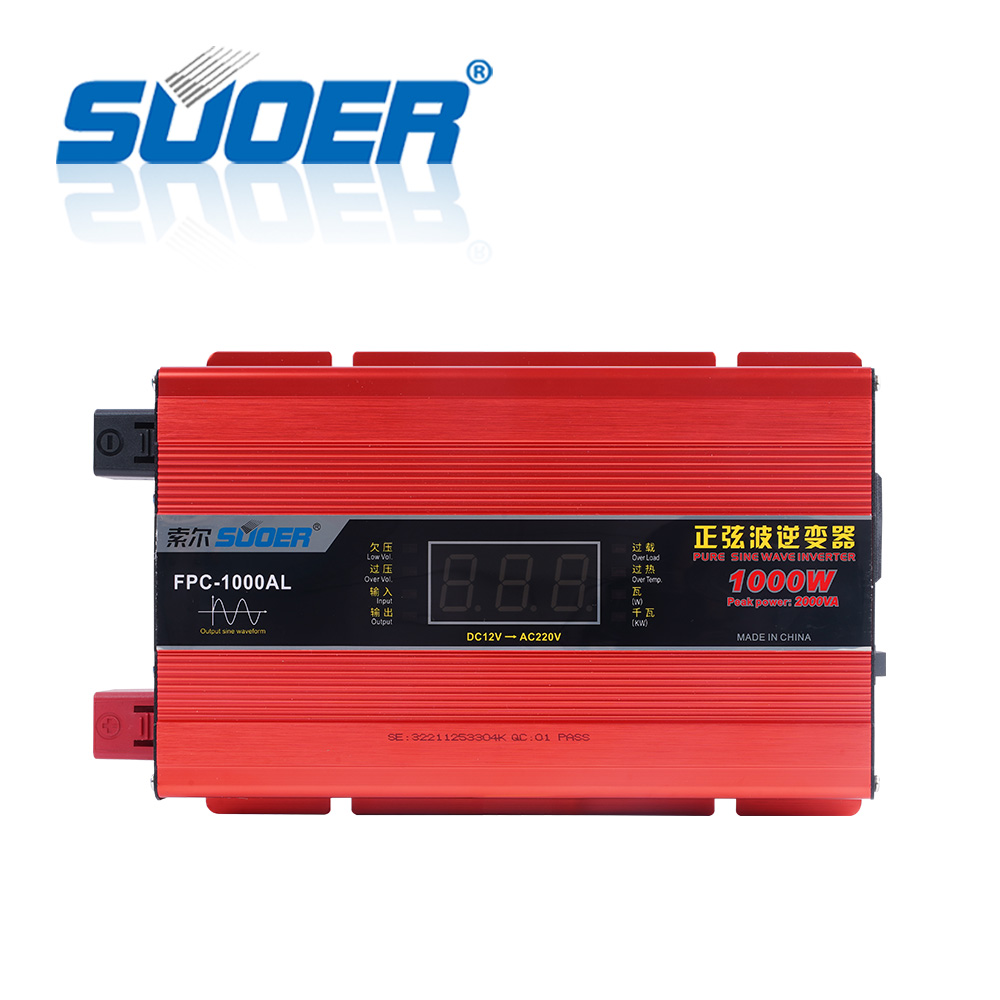 Suoer DC til AC 12 V 220 V 1000 W aflumbreytari með hreinni sinusbylgju