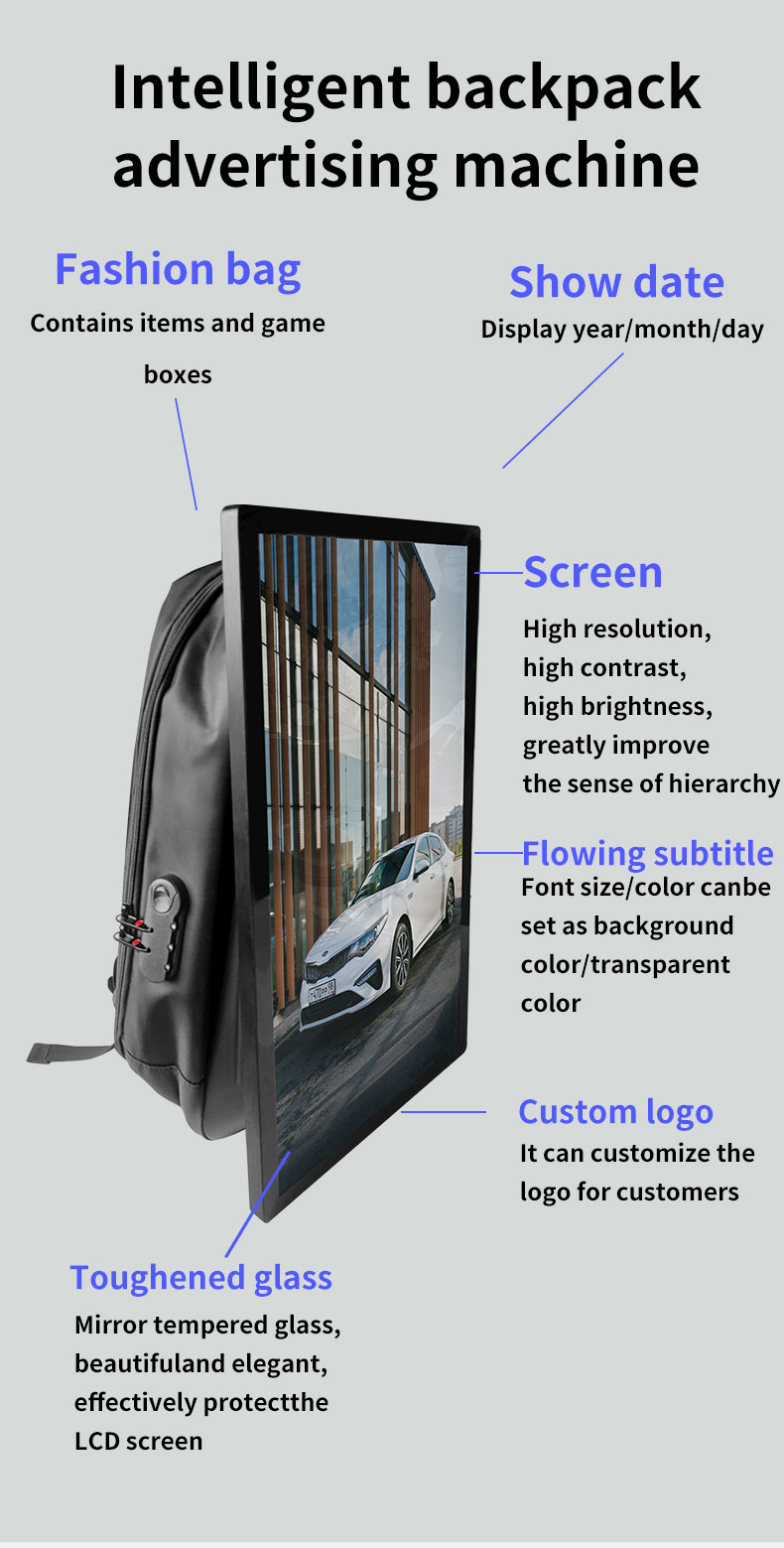 4G support advertising backpack human walking lcd display with battery power digital signage billboard backpack supplier
