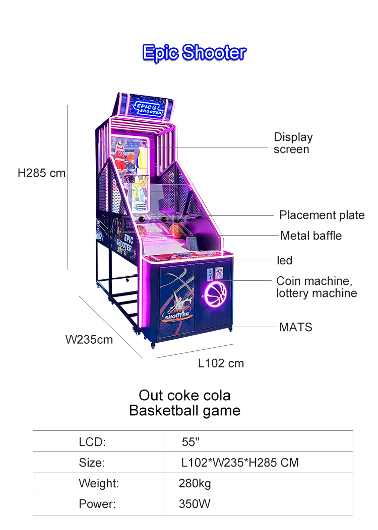 Arcade Street Basketball Game Machine Indoor Adults Screen Basketball Storm Game Epic Shooter Basketball manufacture