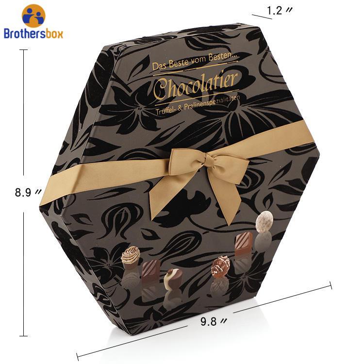 Custom Hexagon Chocolate Gift Box with Ribbon supplier