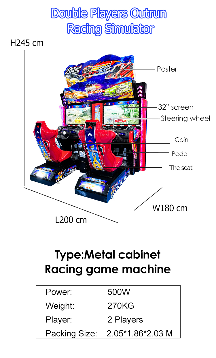 Arcade Car Simulator Driving Racing Game Machine Coin Operated Games Racing For Game Zone factory