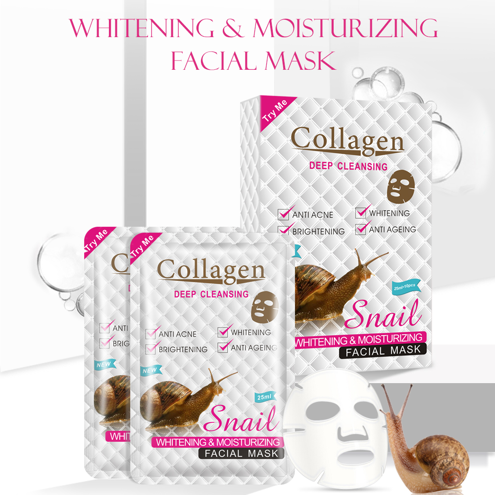 Төмөнкү көлчөгү өзгөчөлүк коллаген снайл sheet organic facial whitening face mask