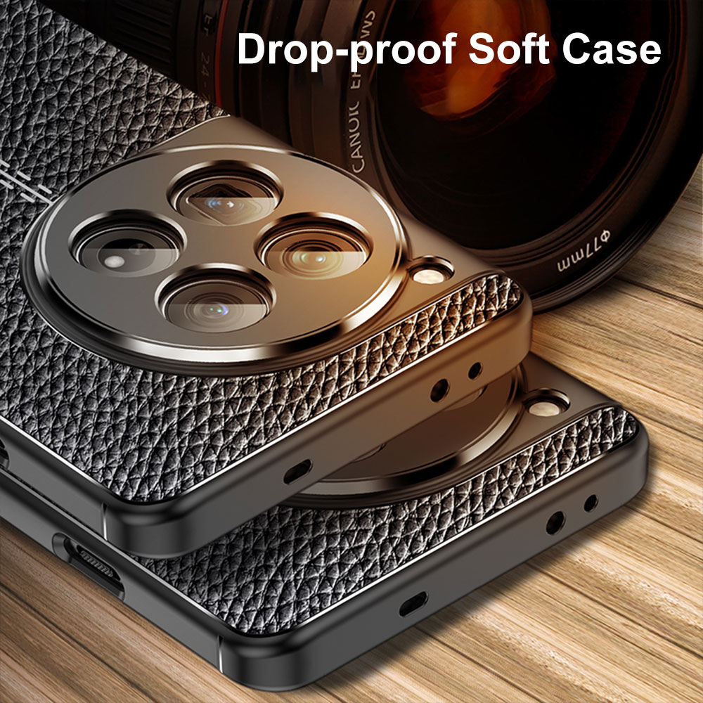 Tpu Phone Case For Oneplus 12 Drop Proof Skin Friendly Mobile Precision Hole Lychee Plating Anti Fall Cover