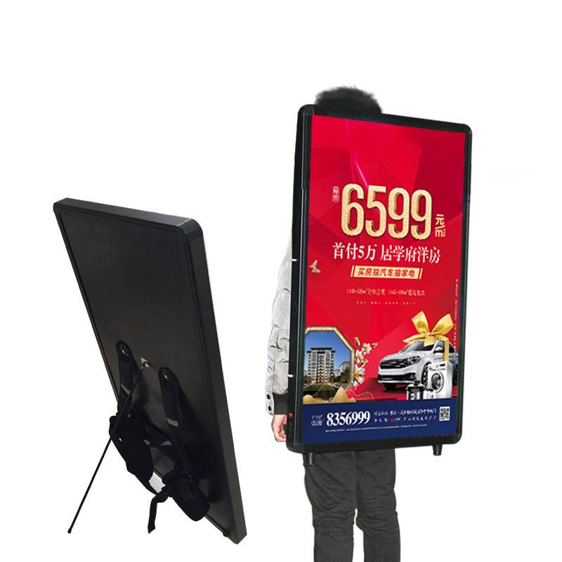 High quality LED backpack light box with battery portable walking billboard manufacture