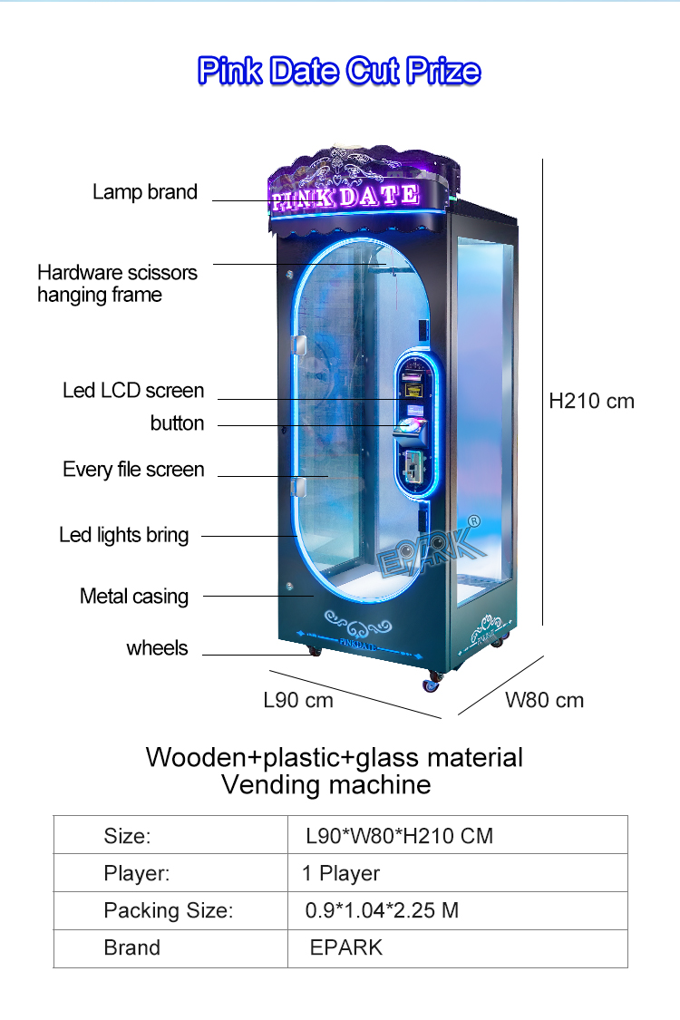Coin Operated Pink Date Cut 2 Win Automatic Cut The Rope Prize Big Stuffed Toys Scissors Game Machine details