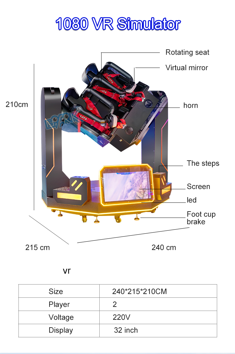 Small Investment Fast Return 360 Virtual Reality Roller Coaster 720 VR Equipment 9D 1080 VR Simulator factory