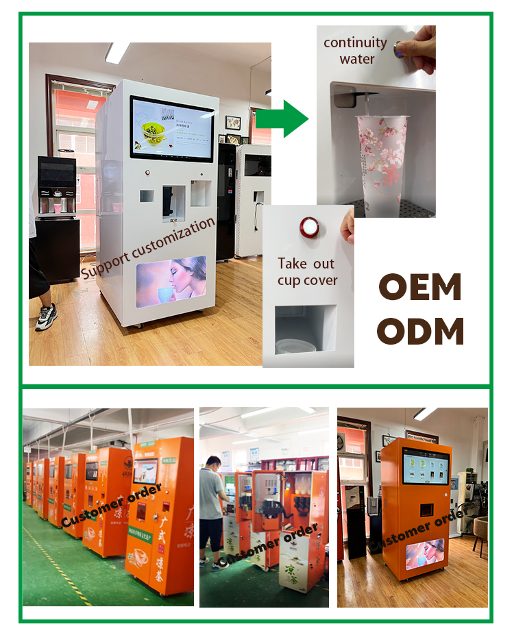 Smart Fully Automatic Self Cup Tea Vending Machine Premix Commercial SDK Carbon Steel Case with Tempered Glass supplier