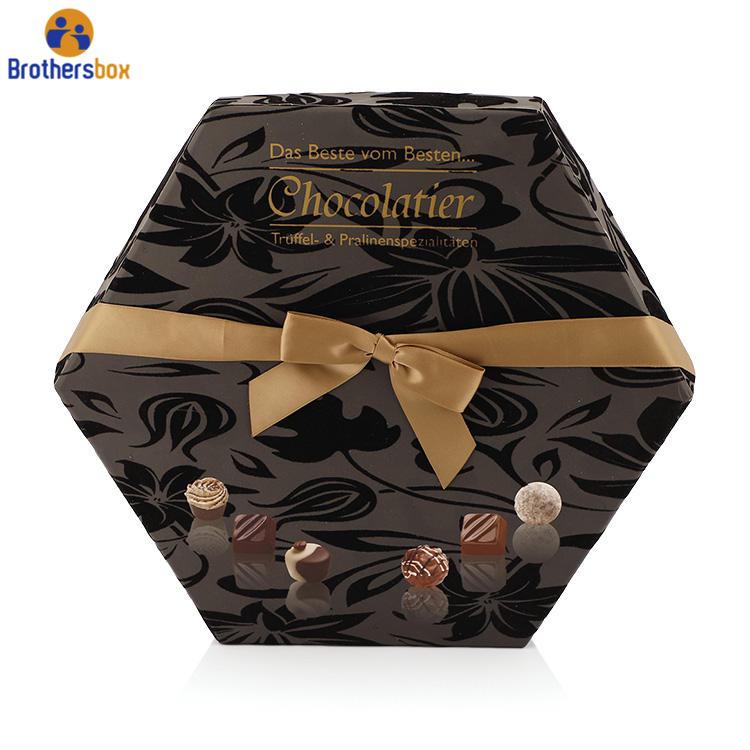 Custom Hexagon Chocolate Gift Box with Ribbon supplier